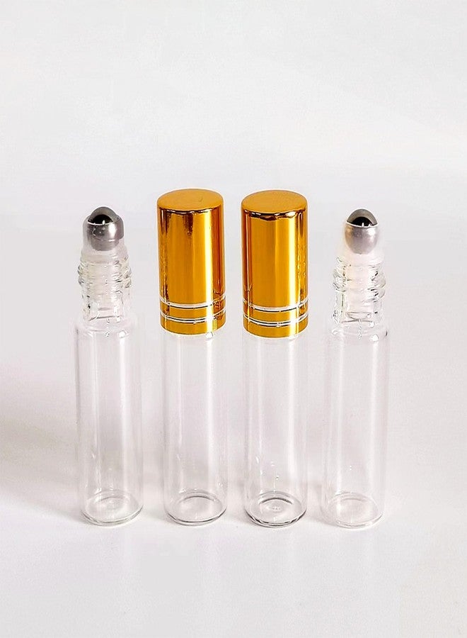 PYAWI 50 PCS 5ml Clear Glass Essential Oil Roller Bottles with Stainless Steel Roller Ball,Gold Caps,for Travel Perfume-2 Funnels, 2 Dropper, 1 Opener (5ml) - Image 4